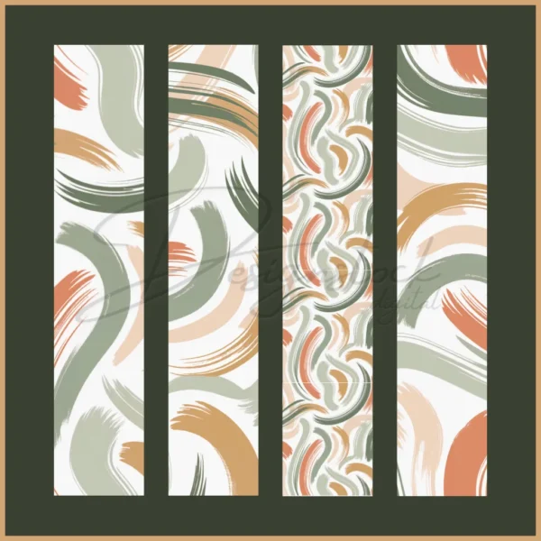 Home 53 Abstract Brushstroke Keychain Wristlet Bundle – Elegant Lifestyle Pattern in Terracotta, Sage & Peach