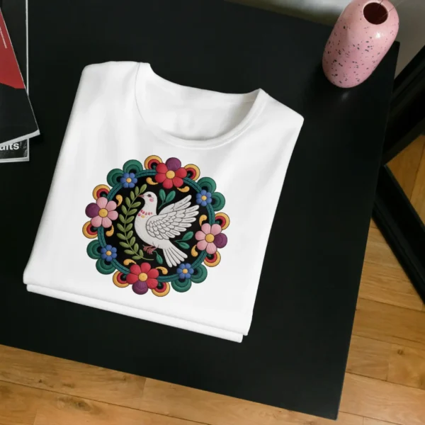 Home 70 Bohemian Dove Embroidery Art T Shirt Design – Boho Peace Bird Floral Mandala PNG scaled