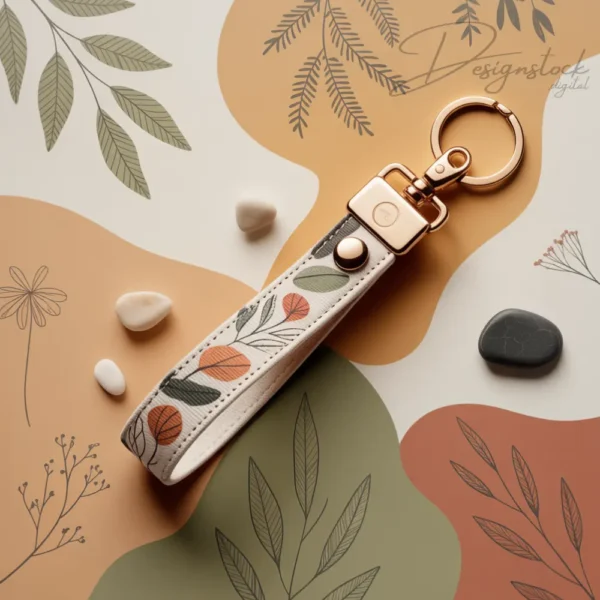 Home 56 Boho Wristlet Keychain Mockup – Botanical Pattern