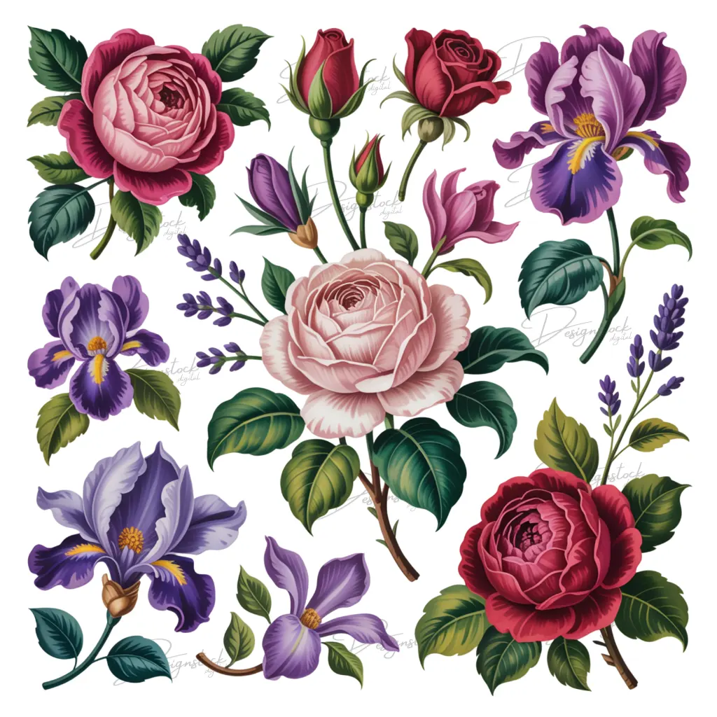 Vintage Botanical Flower Sticker Set Elegant Rose, Iris & Lavender Floral Stickers for Journals, Scrapbooking & Crafts 1 Vintage Botanical Flower Sticker Set Elegant Rose, Iris & Lavender Floral Stickers for Journals, Scrapbooking & Crafts