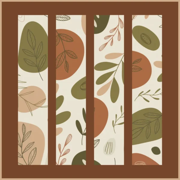 Home 55 Botanical Abstract Pattern Wristlet Keychain Earth Tone Boho Leaves Design