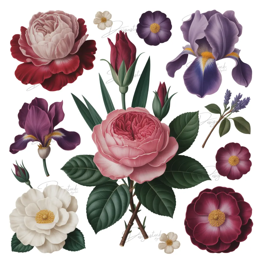 Vintage Botanical Flower Sticker Set Elegant Rose, Iris & Lavender Floral Stickers for Journals, Scrapbooking & Crafts 4 Vintage Botanical Flower Sticker Set Elegant Rose, Iris & Lavender Floral Stickers for Journals, Scrapbooking & Crafts - Image 4