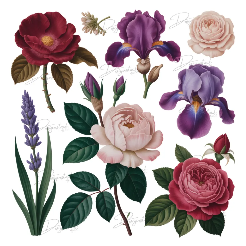 Vintage Botanical Flower Sticker Set Elegant Rose, Iris & Lavender Floral Stickers for Journals, Scrapbooking & Crafts 3 Vintage Botanical Flower Sticker Set Elegant Rose, Iris & Lavender Floral Stickers for Journals, Scrapbooking & Crafts - Image 3