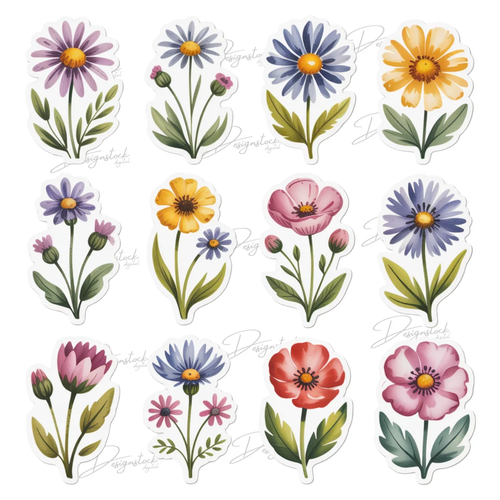 Watercolor Wildflower Sticker Set Aesthetic Floral Stickers for Journals, Laptops, Scrapbooking & Gifts 4 Watercolor Wildflower Sticker Set Aesthetic Floral Stickers for Journals, Laptops, Scrapbooking & Gifts - Image 4