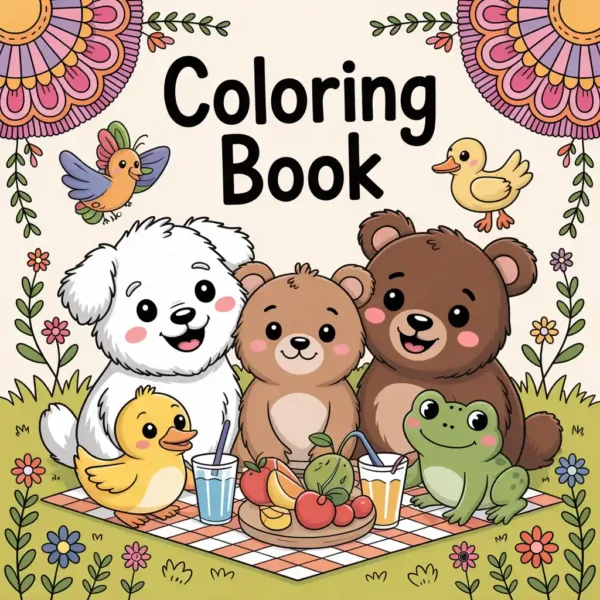 a bright and cheerful coloring book cover